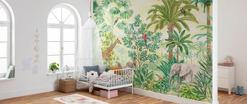 Kinderkamer jungle fotobehang bij Fotobehangkoning