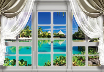3D Fotobehang Hawaii Window View