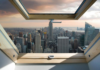 3D Fotobehang Uitzicht op New York vanuit het Raam