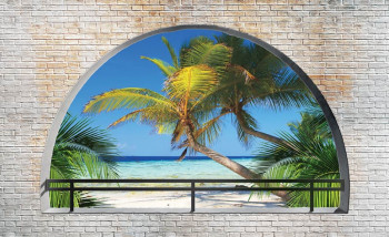 3D Fotobehang Uitzicht op Palmbomen