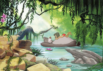 Disney Fotobehang Jungle Book Zwemmen met Baloe - 368 x 254 cm