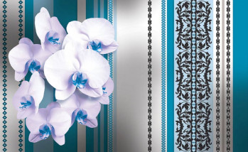 Fotobehang Bloemen met een Patroon Blauw