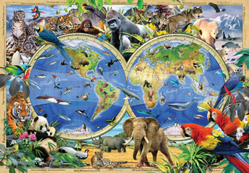 Fotobehang Dieren Wereldkaart