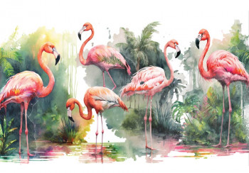 Fotobehang Flamingo's in de Jungle