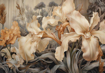 Fotobehang Grote Beige Iris Bloemen