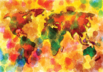 Fotobehang Kleurrijke kaart van de Wereld