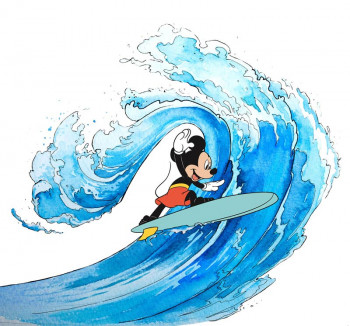 Disney Fotobehang Mickey Mouse Surfing - 300 x 280 cm