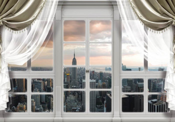 Fotobehang New York Window View 3D