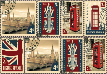 Fotobehang Postzegels van Londen