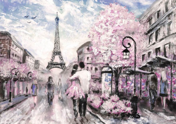 Fotobehang Schilderij van Parijs
