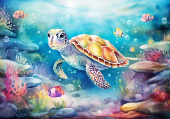Fotobehang Schildpad in Zee