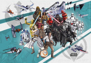 Fotobehang Star Wars Cartoon Collage - 400 x 280 cm
