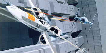 Fotobehang Star Wars Classic RMQ X-Wing vs TIE-Fighter - 500 x 250 cm