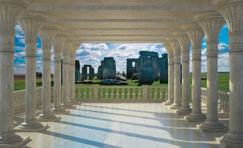 Fotobehang Uitzicht op Stonehenge 3D
