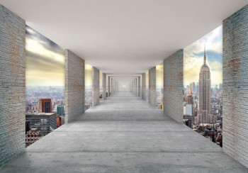 Fotobehang Tunnel met uitzicht op New York 3D