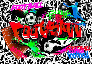 Fotobehang Voetbal Graffiti Muurschildering