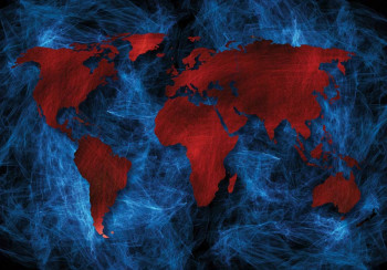 Fotobehang Wereldkaart in het Rood