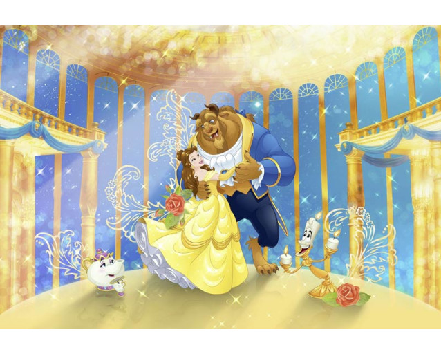 Disney Belle en het Beest fotobehang met de iconische dansscène, ideaal voor de kinderkamer.