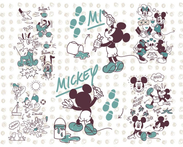 Mickey Mouse en vrienden fotobehang, ideaal voor een Disney-thema kinderkamer.