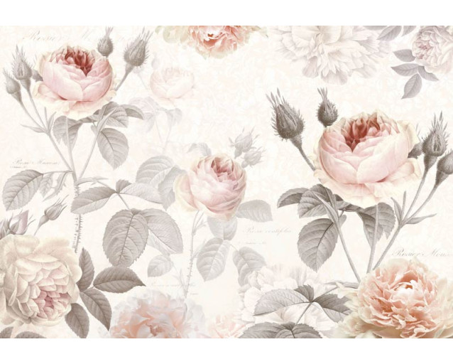 La Maison bloemen en rozen, kunstzinnig weergegeven in dit abstracte fotobehang voor een luxe en romantische sfeer.