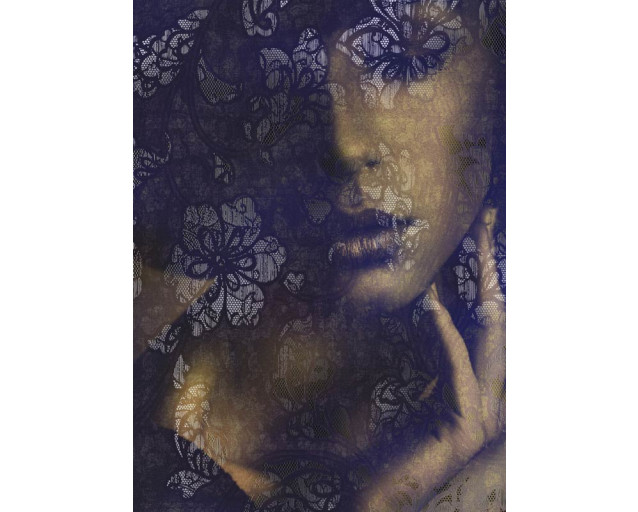 Delicate kant patronen, artistiek weergegeven in dit fotobehang, ideaal voor een verfijnde uitstraling.