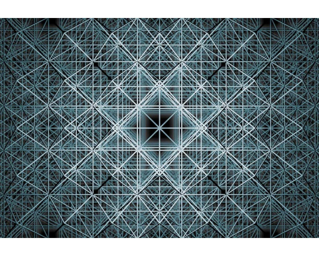 Matrix-abstractie fotobehang met futuristische patronen en complexe lijnen, perfect voor een moderne ruimte.