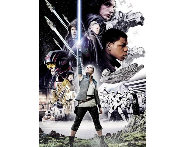 Star Wars fotobehang van de balans tussen goed en kwaad, weergegeven in een mystieke setting.