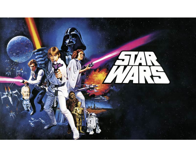 Star Wars klassieke poster in cult collage stijl op fotobehang.