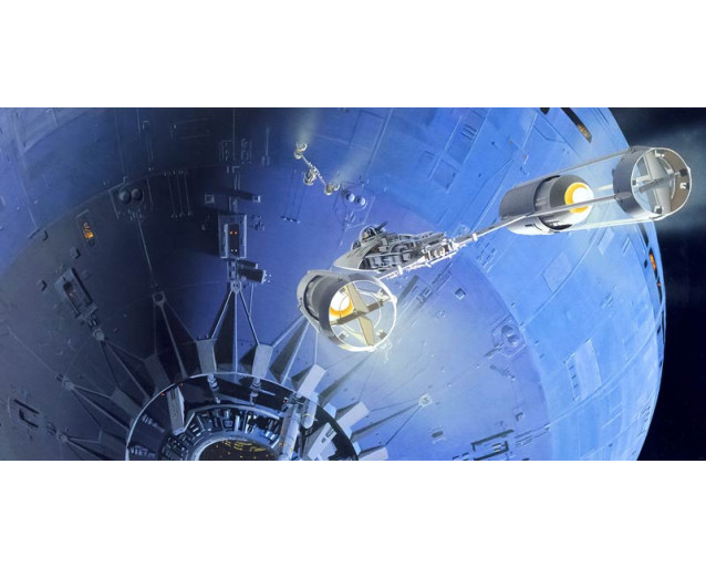 Star Wars Death Star assault fotobehang, ideaal voor een Star Wars-thema kamer.