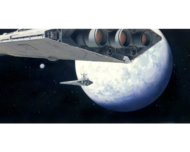 Star Destroyer RMQ fotobehang toont een Star Destroyer schip in de ruimte, in een klassieke en epische Star Wars scène.