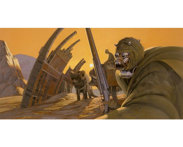 Tusken Raiders fotobehang uit Star Wars, ideaal voor een Star Wars thema kamer.
