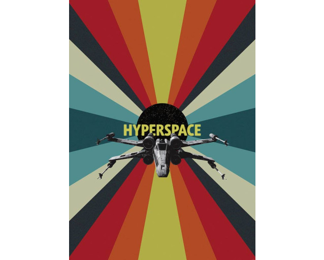Hyperspace fotobehang uit Star Wars toont een dynamische hypersprong, met intense kleuren en snelheidseffecten.