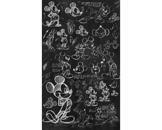 Disney Fotobehang Mickey Mouse Krijtbord - 120 x 200 cm