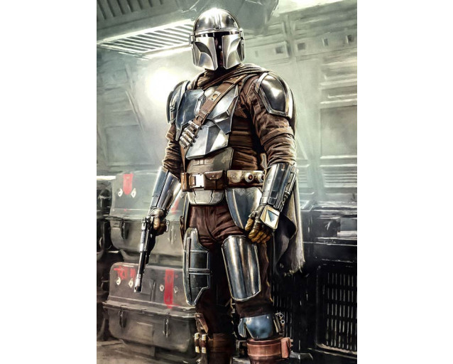 Fotobehang Star Wars Mandalorian Fight Posture - 200 x 280 cm