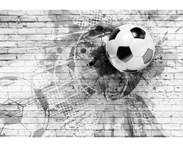 Fotobehang Voetbal Muurschildering zwart-wit