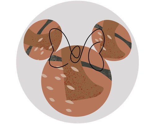 Behangcirkel van Minnie Mouse in een speelse en vrolijke omgeving, met pasteltinten en een schattig karakterontwerp.
