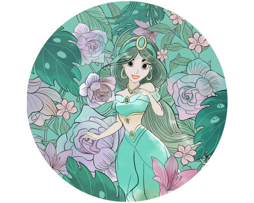 Behangcirkel van Prinses Jasmine, met een prachtige oosterse achtergrond en paleizen op de achtergrond.