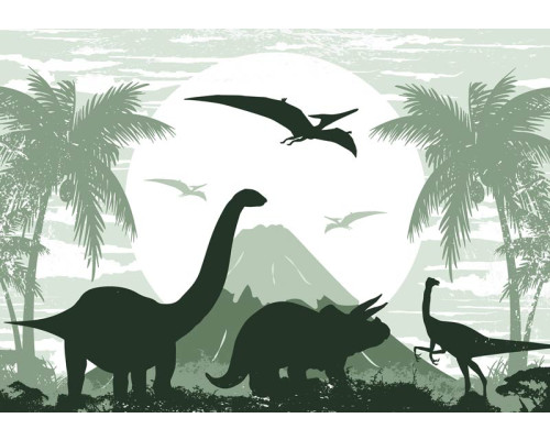 Dino behang met dinosaurussen, stoer en avontuurlijk.