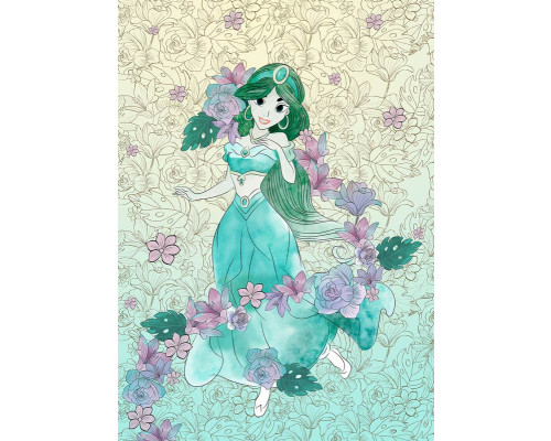 Jasmine met paarse bloemen fotobehang, ideaal voor een sprookjesachtige kamer.