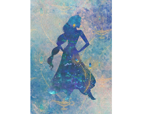 Jasmine silhouet fotobehang, ontworpen voor een delicate en verfijnde kinderkamer.