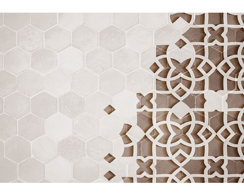 Fotobehang, 3D Beton Mandala Ornament Bruin Beige