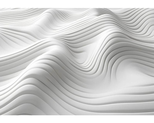 Fotobehang van abstracte witte golven in een kunstzinnige lijnenspel.