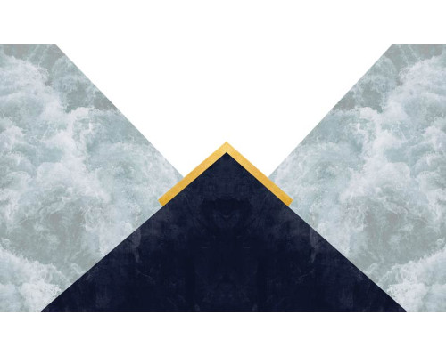 Abstract fotobehang met driehoeken en wolken voor een moderne look.