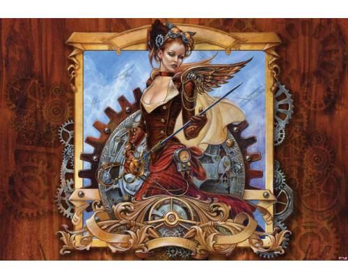 Femme fatale alchemie, fotobehang van een vrouw met een steam-punk geïnspireerde uitstraling.