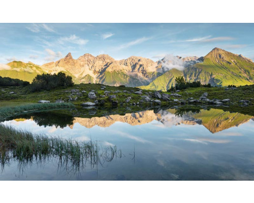 Alpen weerspiegeling landschap fotobehang, met een prachtig natuurbeeld.