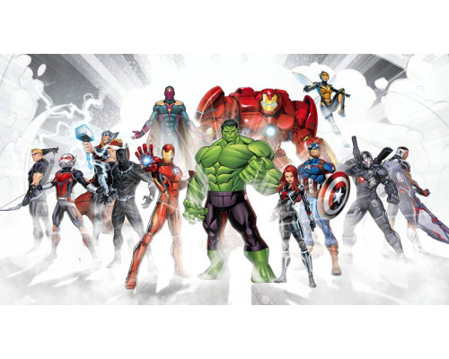 Fotobehang Avengers unite, iconische Marvel-helden samen in actie.
