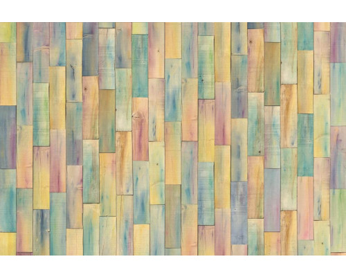 Fotobehang van een kleurrijke mix van houten patronen, brengt levendigheid en textuur in elke ruimte.
