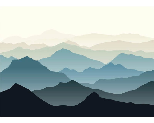 Fotobehang Bergachtig Landschap Illustratie