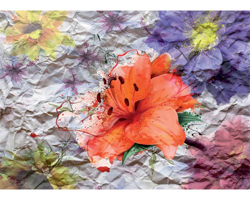 Fotobehang Bloem in Abstracte Papierkunst
