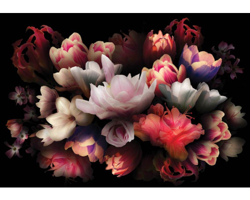 Kleurrijk boeket bloemen fotobehang, levendige en vrolijke kleuren.